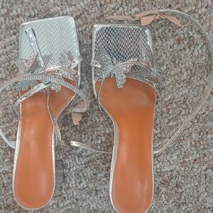 Silver Strappy Sandals with Butterfly Accents